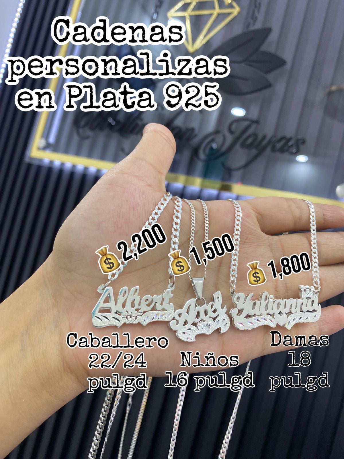 Cadenas personalizadas de plata con baño de oro